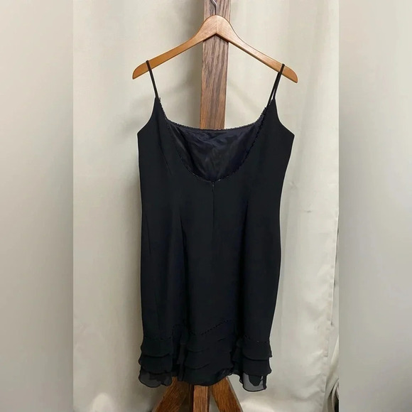 Vintage Anne Stanley Saks 5th Ave Black Beaded Ruffled Cocktail Dress EUC Sz 12 - Picture 7 of 16